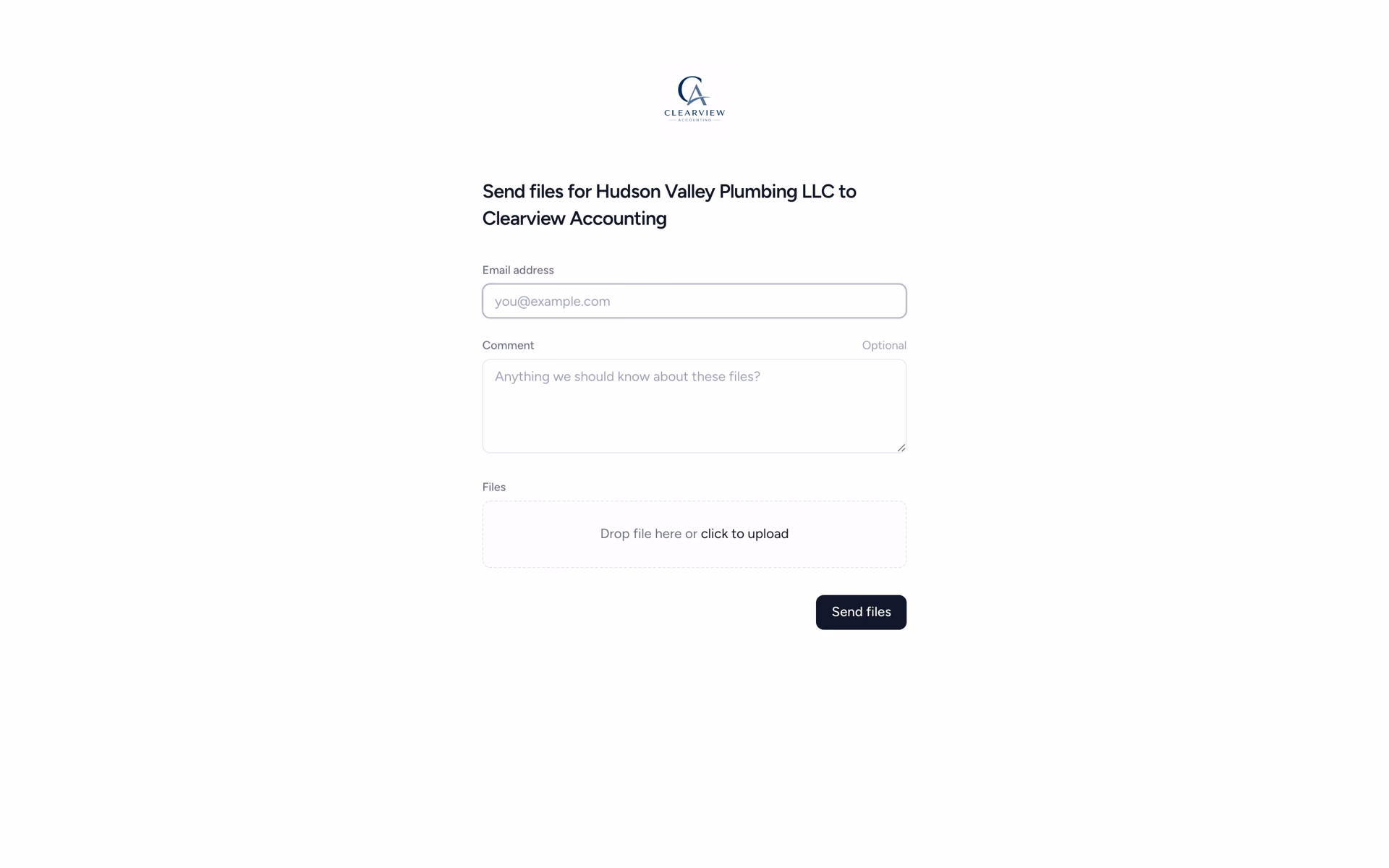 Tidyflow no-login upload link page that clients use to send tax documents