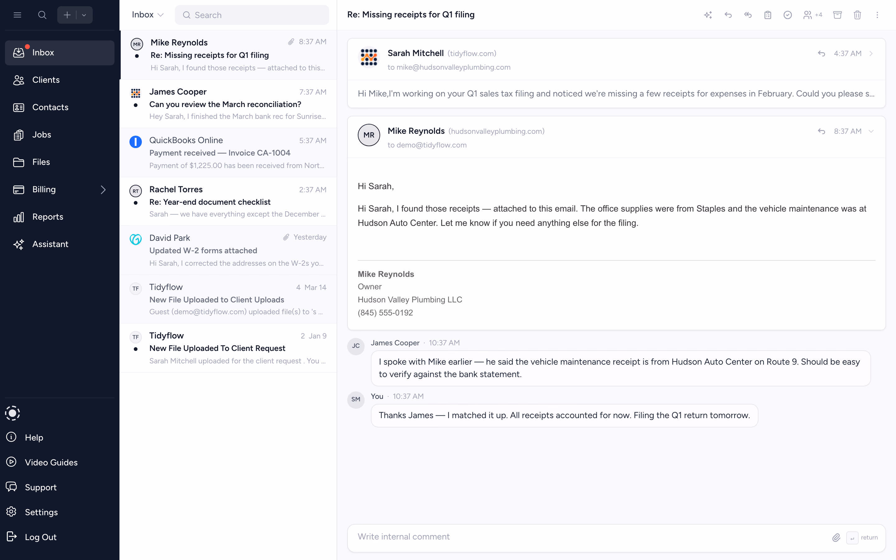 Inbox with a long email thread ready to summarise